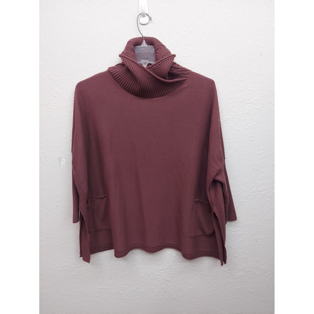 MERSEA Sweater Womens One Size Turtle Neck Burgundy Boxy Oversized Relaxed
